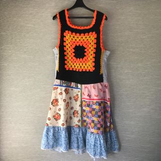 MOMAパッチワーク ワンピース 古着(ひざ丈ワンピース)