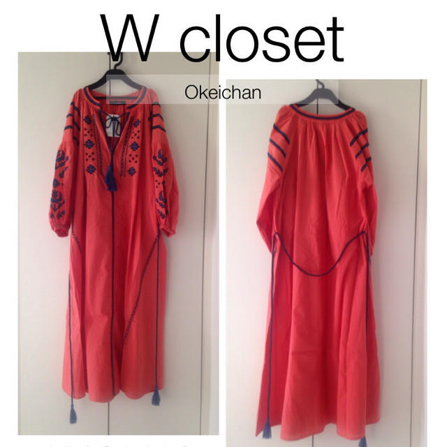 w closet(ダブルクローゼット)の今季SS新作☆刺繍ワンピース オレンジ レディースのワンピース(ひざ丈ワンピース)の商品写真
