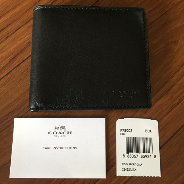 COACH(コーチ)の真白様専用 COACH レザー 二つ折り財布 ブラック f75003 メンズのファッション小物(折り財布)の商品写真