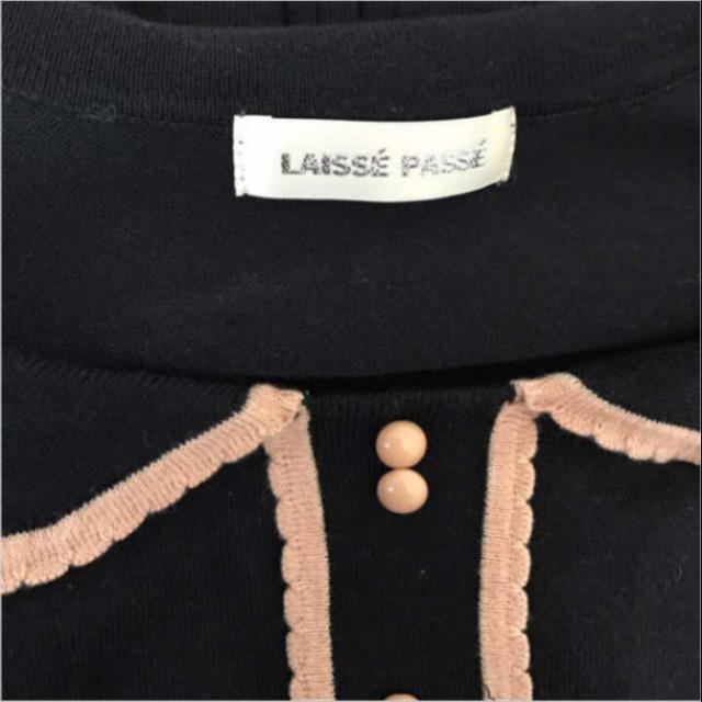 LAISSE PASSE(レッセパッセ)の美品 レッセパッセ 黒 半袖ワンピース レディースのワンピース(ひざ丈ワンピース)の商品写真