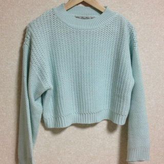 ザラ(ZARA)のZARA春物ミント色ショート丈ゆるニット(ニット/セーター)