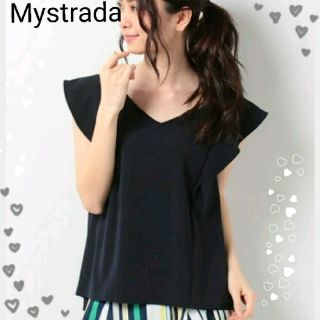 マイストラーダ(Mystrada)のマイストラーダ♡2017SS ラッフルブラウス ネイビー 38(シャツ/ブラウス(半袖/袖なし))