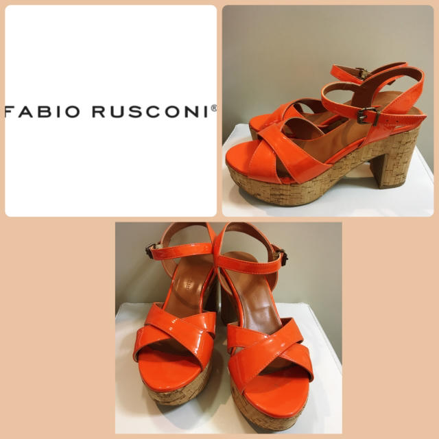 FABIO RUSCONI(ファビオルスコーニ)の定価2.6万♡ファビオルスコーニ♡オレンジパテント コルク サンダル♡ レディースの靴/シューズ(サンダル)の商品写真