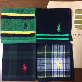 ラルフローレン(Ralph Lauren)のシブいグリーンの4枚セット ラルフローレン タオル ハンカチ 新品 プレゼント(ハンカチ)