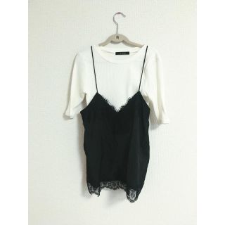 ダブルクローゼット(w closet)のwcloset キャミソール付きリブトップス(キャミソール)