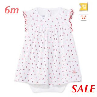 プチバトー(PETIT BATEAU)の【♡delta♡様専用】新品 プチバトー プリント半袖ボディドレス 花柄 6m(ロンパース)