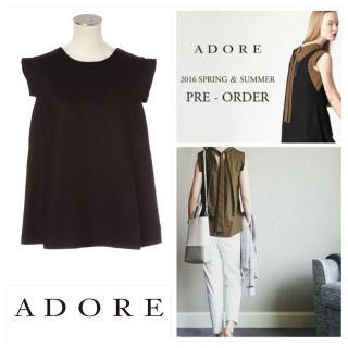 アドーア(ADORE)の美品☆定価29160円 アドーア 完売品 バックリボン ブラウス ブラック 38(シャツ/ブラウス(半袖/袖なし))