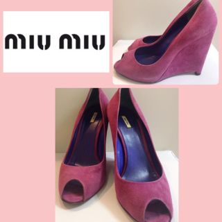 ミュウミュウ(miumiu)のミュウミュウ♡パープルスエード オープントゥ パンプス♡(ハイヒール/パンプス)