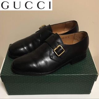 グッチ(Gucci)の☆美品 グッチ シングル モンク ストラップ レザー シューズ 黒 イタリア製(ドレス/ビジネス)