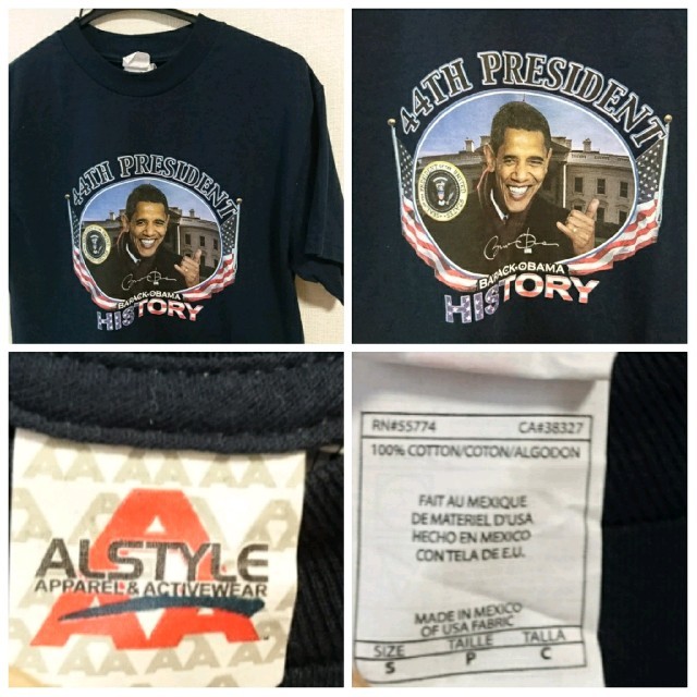 AAA(トリプルエー)の【激レア】バラク・オバマ/44TH PRESIDENT//Tシャツ/Sサイズ メンズのトップス(Tシャツ/カットソー(半袖/袖なし))の商品写真