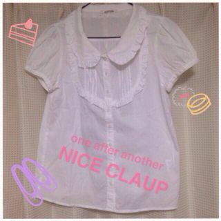 ワンアフターアナザーナイスクラップ(one after another NICE CLAUP)のNICE CLAUP#白フリル半袖シャツ(シャツ/ブラウス(半袖/袖なし))