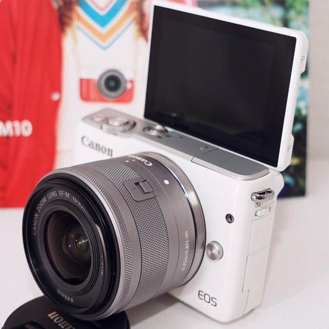 Canon(キヤノン)の★新品未使用品★スマホ転送機能付♪キヤノン EOS M10 ホワイト スマホ/家電/カメラのカメラ(ミラーレス一眼)の商品写真