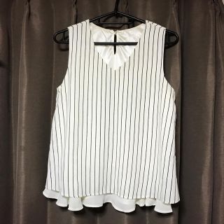 イング(INGNI)の美品♡ストライプ シフォン ノースリーブ カットソー(カットソー(半袖/袖なし))