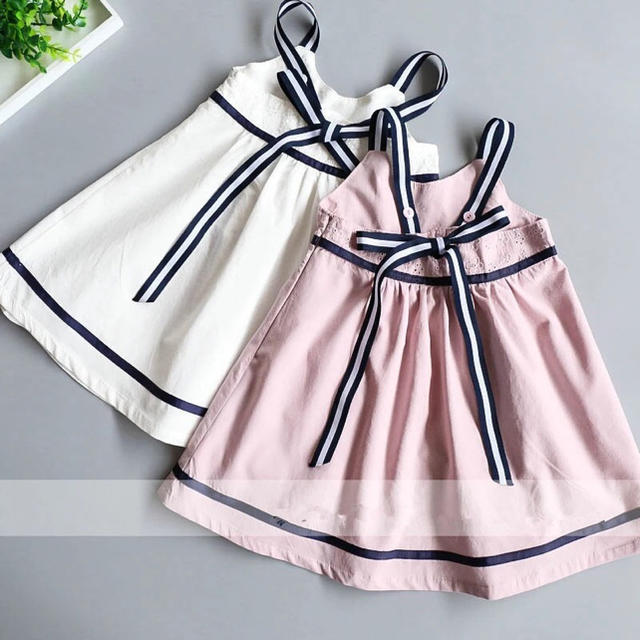 120✲ストライプリボンワンピース キッズ/ベビー/マタニティのキッズ服女の子用(90cm~)(ワンピース)の商品写真