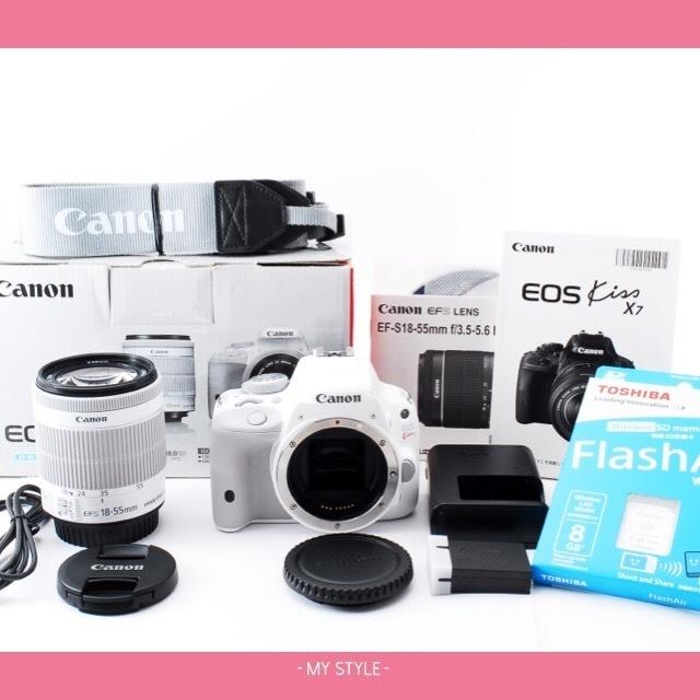 Canon(キヤノン)の❤新品❤キャノンEOS Kiss X7ホワイト❤Wi-Fi SDカード付き❤ スマホ/家電/カメラのカメラ(デジタル一眼)の商品写真