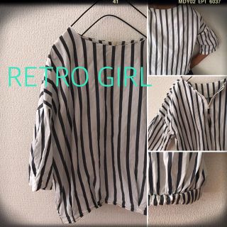 レトロガール(RETRO GIRL)のRETROGIRLバックジップストライプカットソー(カットソー(半袖/袖なし))