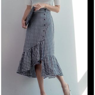 ザラ(ZARA)のラスト2点★大人気 ギンガムチェックスカート 変形スカート アシメトリー  (ロングスカート)