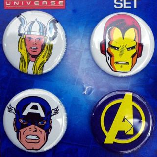 マーベル(MARVEL)のアベンジャーズの缶バッジ 4種セット★アイアンマン アメコミグッズ★新品(キャラクターグッズ)