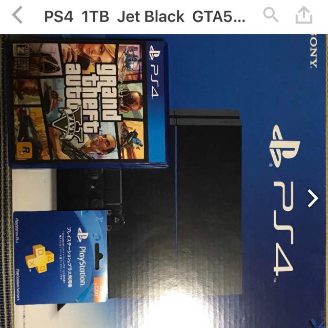 SONY(ソニー)のPS4  1TB  Jet Black  GTA5  プラス利用権 エンタメ/ホビーのゲームソフト/ゲーム機本体(家庭用ゲーム機本体)の商品写真