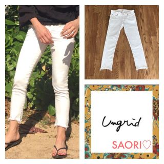 アングリッド(Ungrid)のungrid【美品】25㌅ホワイトフレイドヘムストスリ★TODAYFUL(デニム/ジーンズ)