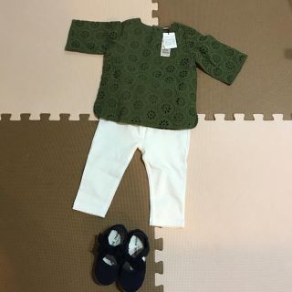 プティマイン(petit main)の【新品未使用タグつき】休止中様 プティマイン レーストップス 100cm(Tシャツ/カットソー)