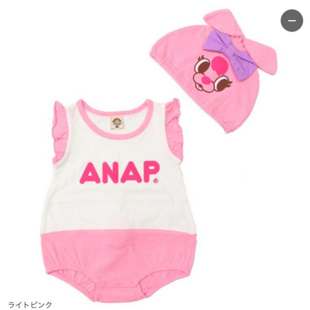 ANAP Kids(アナップキッズ)のANAP♡ベビーロパース♡60♡ライトピンク キッズ/ベビー/マタニティのベビー服(~85cm)(ロンパース)の商品写真