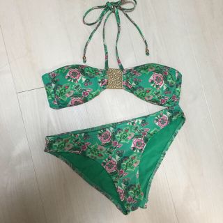 エイチアンドエム(H&M)のH&M 花柄 バンドゥービキニ グリーン 36(水着)