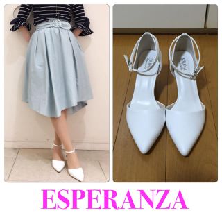 エスペランサ(ESPERANZA)のエスペランサ♡セパレートストラップパンプス♡ホワイト(ハイヒール/パンプス)