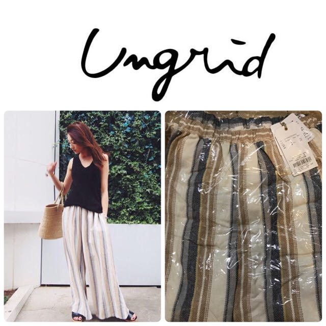 Ungrid(アングリッド)のゆうまくん様 専用 ungridストライプワイドパンツ レディースのパンツ(カジュアルパンツ)の商品写真