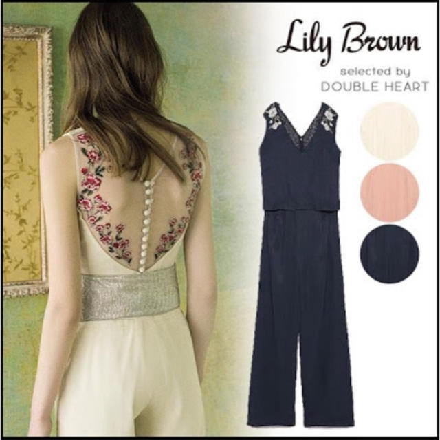 Lily Brown(リリーブラウン)の今期Lily Brown 刺繍入りロンパース  ピンク色 レディースのパンツ(オールインワン)の商品写真