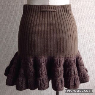 ジャンポールゴルチエ(Jean-Paul GAULTIER)のリブニット鍵編みフリルミニスカート(ミニスカート)