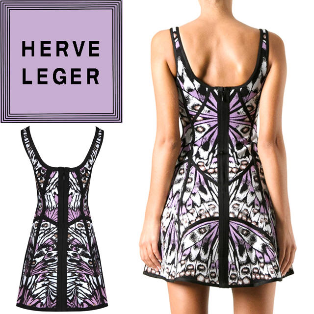 Herve Leger(エルベレジェ)の新品タグ付❤️パリス愛用♡一味違うエルベレ❤️Cuteな大人の♡バンデージドレス レディースのワンピース(ミニワンピース)の商品写真