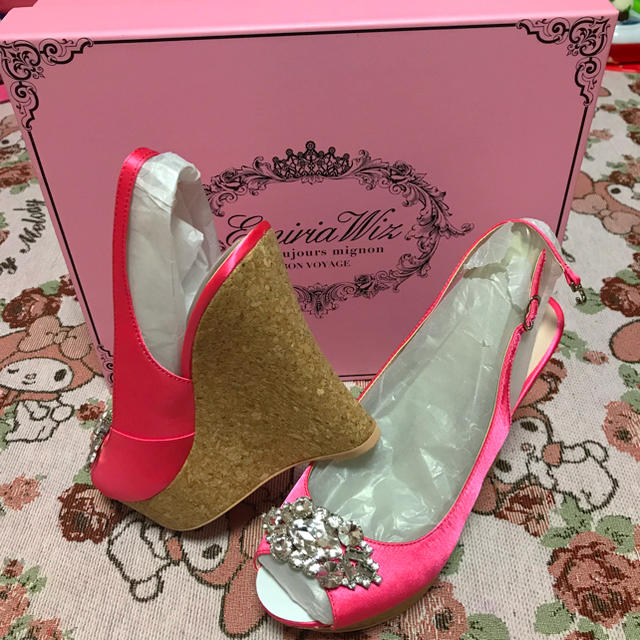 EmiriaWiz(エミリアウィズ)の新品！ ウェッジサンダル エミリアウィズ ビジュー ピンク レディースの靴/シューズ(サンダル)の商品写真