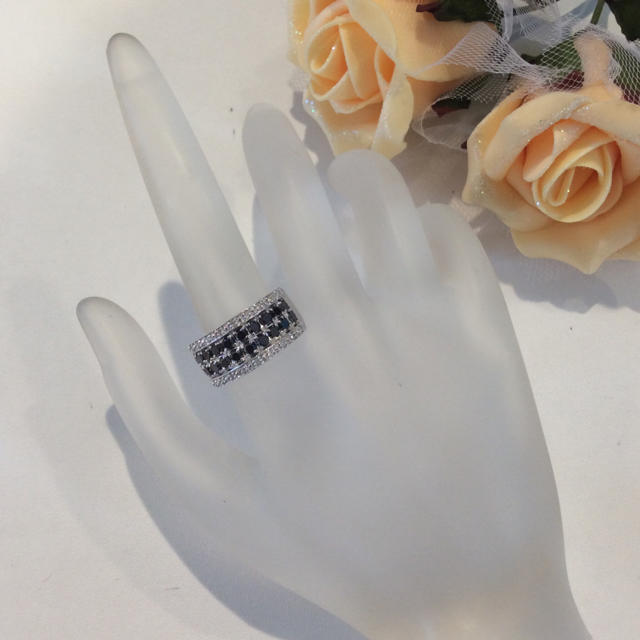 K18WG 天然 ブラックダイヤモンド ダイヤモンド デザイン リング レディースのアクセサリー(リング(指輪))の商品写真