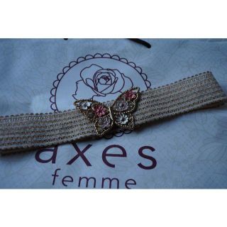 アクシーズファム(axes femme)のaxes美品☆蝶と花のベルト　麻×夏×ラインストーン(ベルト)