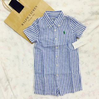 ラルフローレン(Ralph Lauren)のラルフ 新品リネンロンパース☆出産祝いにも80(ロンパース)