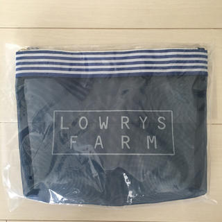 ローリーズファーム(LOWRYS FARM)のLOWRYSFARM メッシュ×ボーダーリボンベルトポーチ ブルー 未使用未開封(ポーチ)