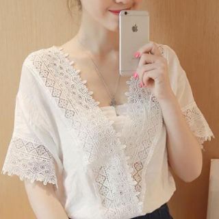 ザラ(ZARA)のembroidery lace tops(シャツ/ブラウス(半袖/袖なし))