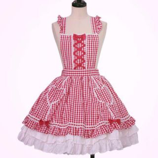 アンジェリックプリティー(Angelic Pretty)のAP チェルシーギンガムエプロン風スカート(ひざ丈スカート)