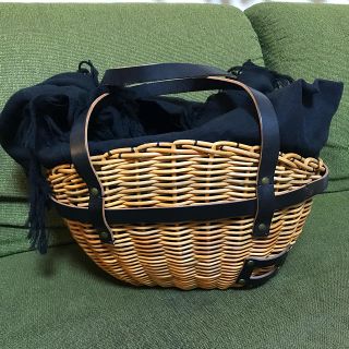 ドゥーズィエムクラス(DEUXIEME CLASSE)のエバゴス ebagos たっぷりバッグ ブライドルレザー×紅藤 黒 (かごバッグ/ストローバッグ)