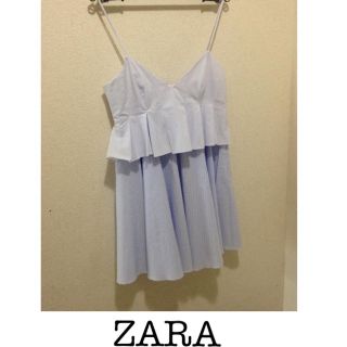 ザラ(ZARA)のZARA ザラ ストライプ フリル ワンピース キャミワンピ ミスティック (ミニワンピース)