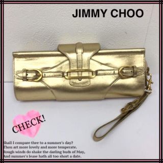 ジミーチュウ(JIMMY CHOO)の JIMMY CHOOジミーチュウ クラッチバッグ ゴールド系 本物 中古 (クラッチバッグ)