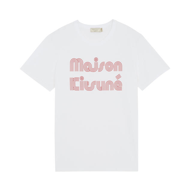 MAISON KITSUNE'(メゾンキツネ)のS【新品】メゾンキツネ メンズ半袖Tシャツ ストライプ文字 メンズのトップス(Tシャツ/カットソー(半袖/袖なし))の商品写真