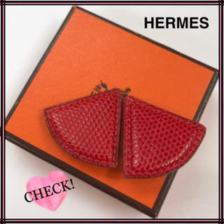 エルメス(Hermes)の本物♡HERMES エルメス レザーイヤリング 赤系 三角 革 レッド系(イヤリング)