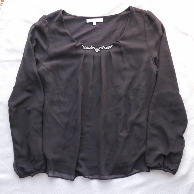PROPORTION BODY DRESSING(プロポーションボディドレッシング)のPROPOTION BODY DORESSING＊ブラック＊ビジューブラウス＊S レディースのトップス(シャツ/ブラウス(長袖/七分))の商品写真
