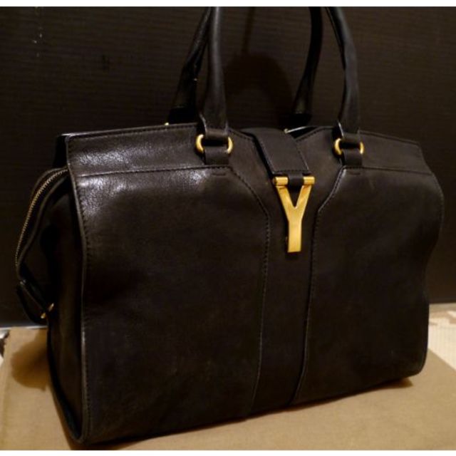 定番◆YSL サンローラン カバスシックMM A4対応 レザートート バッグ 黒トートバッグ