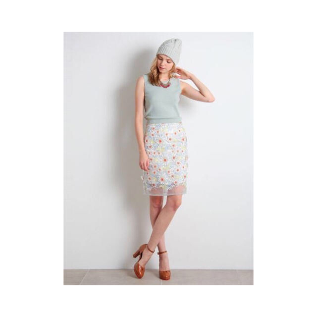 Lily Brown(リリーブラウン)のオーガンジーレーススカート レディースのスカート(ひざ丈スカート)の商品写真
