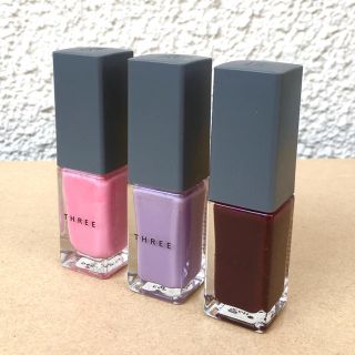 スリー(THREE)のthreeネイル3点セットお買い得マニキュア ピンク ラベンダー ワインレッド(マニキュア)