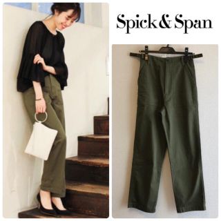 スピックアンドスパン(Spick & Span)の新品タグ付き《Spick&Span》コンパクトチノベイカーパンツ 34(カジュアルパンツ)