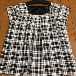 クイーンズコート(QUEENS COURT)の【美品】QUEENSCOURT ギンガムチェックトップス チュニック(カットソー(半袖/袖なし))